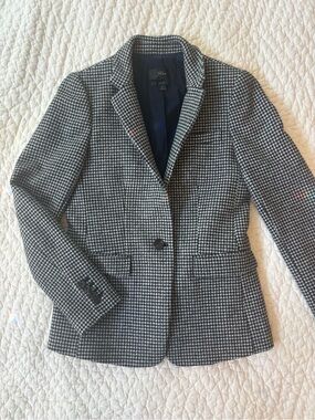 J. Crew 100% Wool Black and White Houndstooth Women’s Blazer